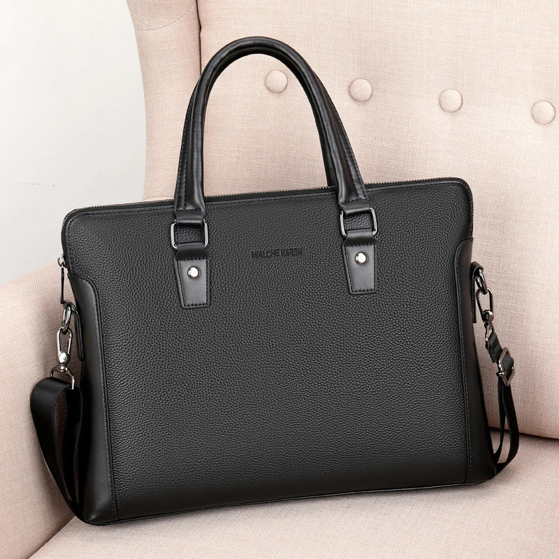 Cow Genuine Leather Business Mens Briefcase Male Briefcase Shoulder Bag Men Messenger Bag Solid Tote Computer Bag 251113