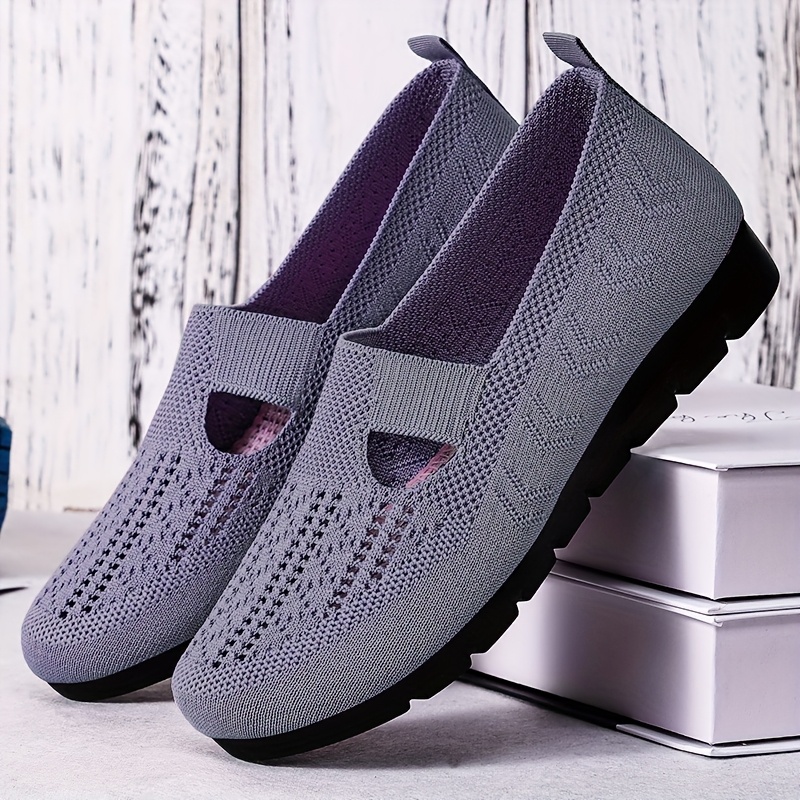 Women's Breathable Slip On Shoes Comfortable Flat Casual Shoes with Detailing, Rubber Sole Fabric Insole