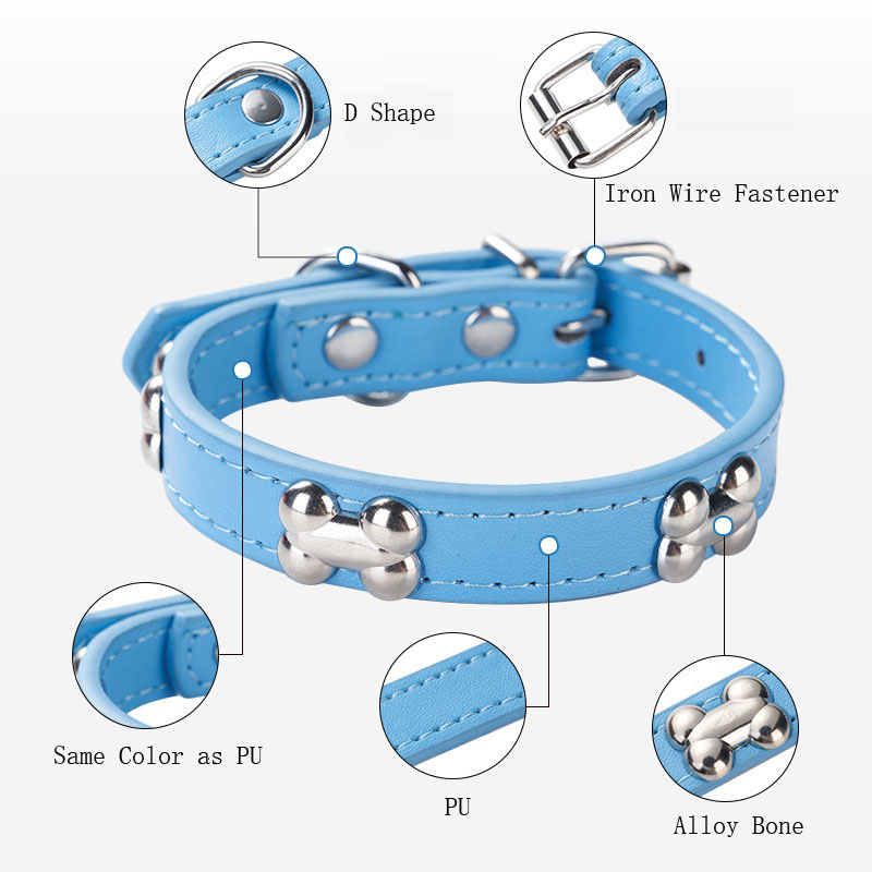 Durable Bone-Shaped Leather Dog Collar - Perfect Fit for Small & Large Dogs