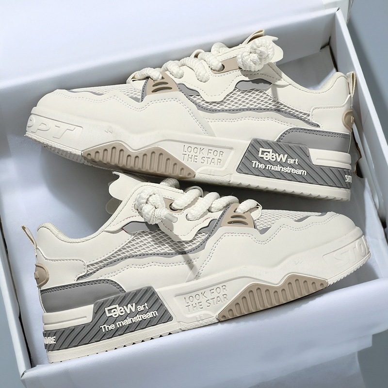 Free shipping Men's High-Top Basketball Shoes with Leather Upper and Red Mesh Internally elevated soft soled running shoes Soul-warming