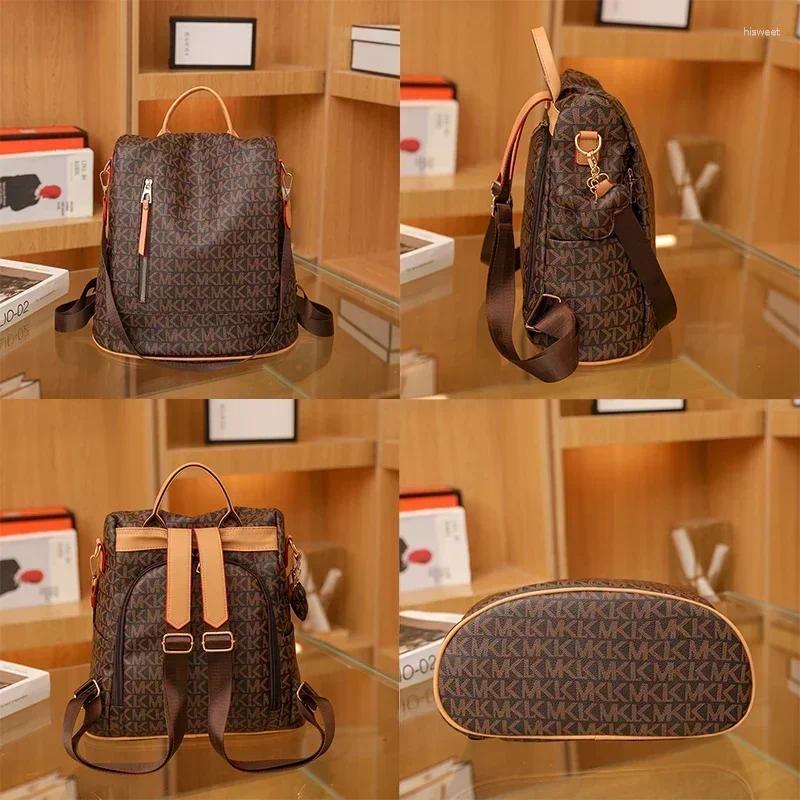 School Bags Luxury Women's Designer Letter Printing Backpacks With Delicate PVC Fabric Knapsack Burglar Proof Bookbag Travel Bag Sac A Dos