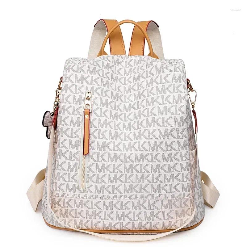 School Bags Luxury Women's Designer Letter Printing Backpacks With Delicate PVC Fabric Knapsack Burglar Proof Bookbag Travel Bag Sac A Dos