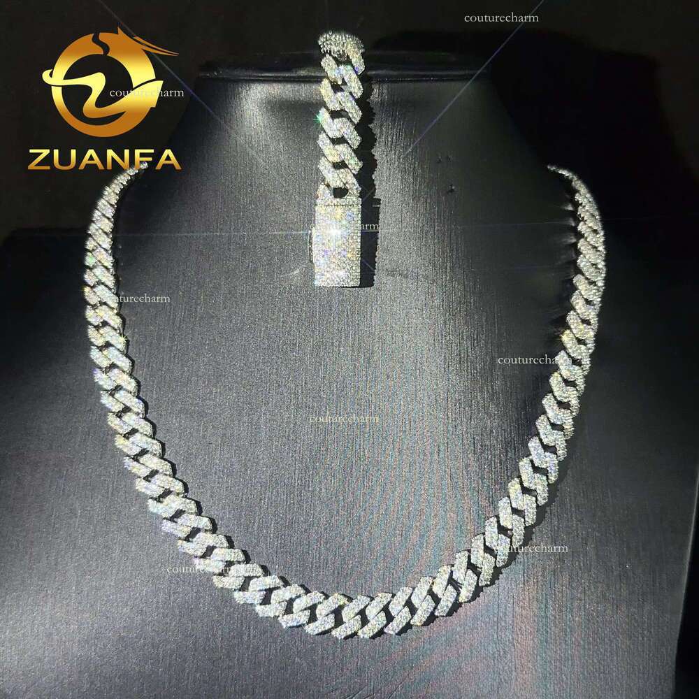 Fast Shipping Dia Hip Hop Jewelry 10mm Moissanite k Sier Iced Out Cuban Bracelet Chain