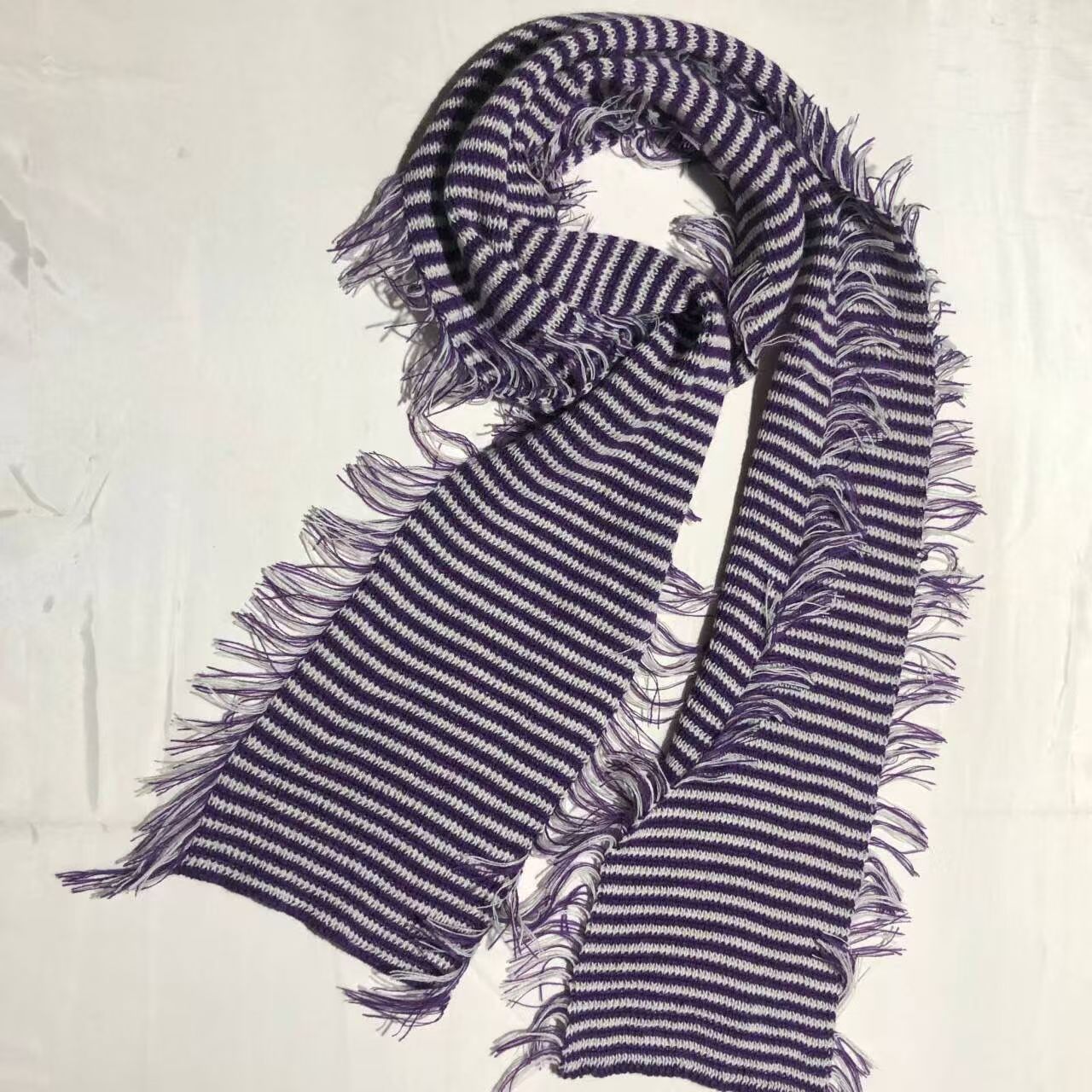 T489 Japanese style wandering style striped versatile knitted scarf autumn and winter new student retro warm tassel