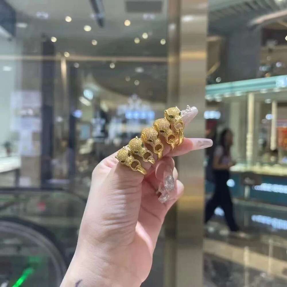 Golden Leopard Head Real Gold for Woman Quality Fine Jewelry AU750 Ring Party Gift