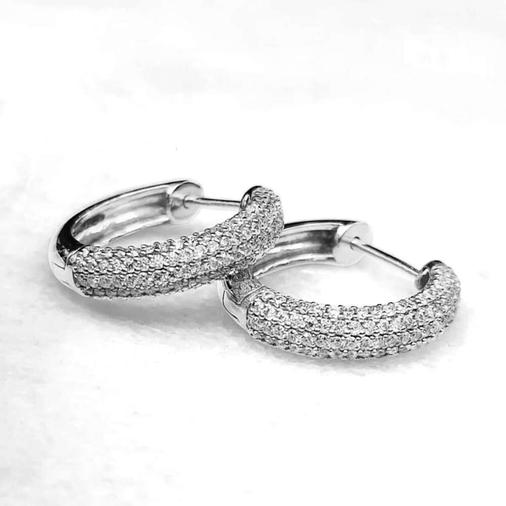 Kirin Palace Sier Real 60pcs Little Moissanite Earrings Women Sparkg Jewelry Gifts White/Yellow Gold Hoops Earring