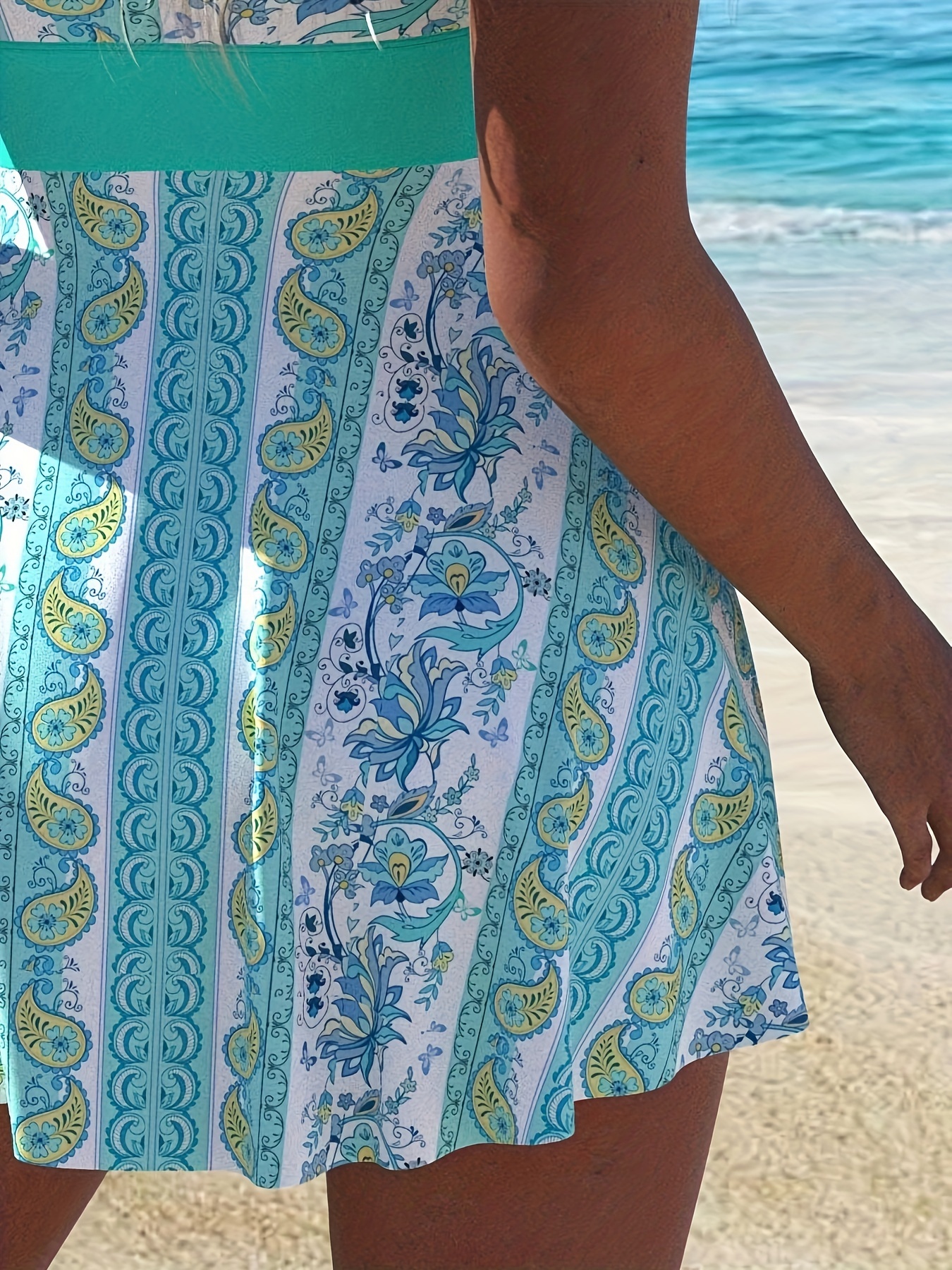 Women's One-piece Swimming Dress Swimsuit with a Skirt-like Design Look Slimmer Sexy Fashion Print Adjustable Shoulder Strap