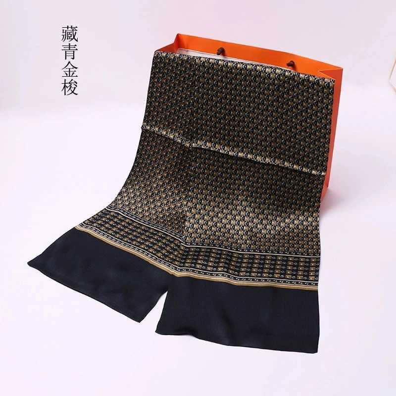 Luxury Luxury Brand Men Pure Silk Scarf Businessmen Long Scarves All-Match 100 Silk Soft Warm Winter Scarves for Men Y251115