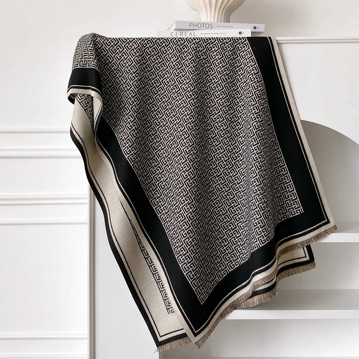 Luxury New Two Sided Print Women Scarf Imitation Cashmere Soft Warm Pashmina Shawl Autumn Winter Coldproof Windproof Blanket Y251115