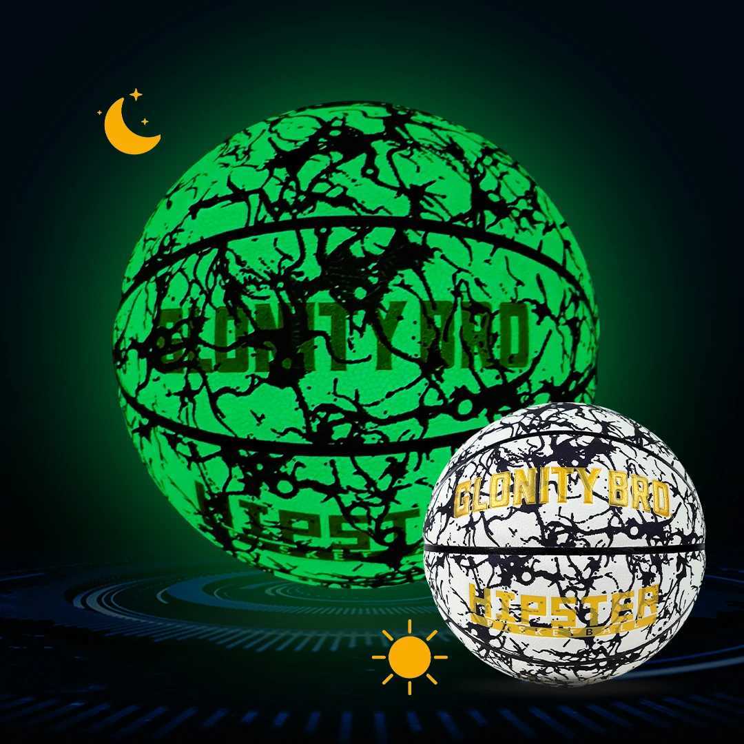 Night Use Glowing Basketball Size 7 Outdoor Indoor Street Luminous Ball Wear-Resistant PU Soft Leather Noctilucent Balls WhiteW251115