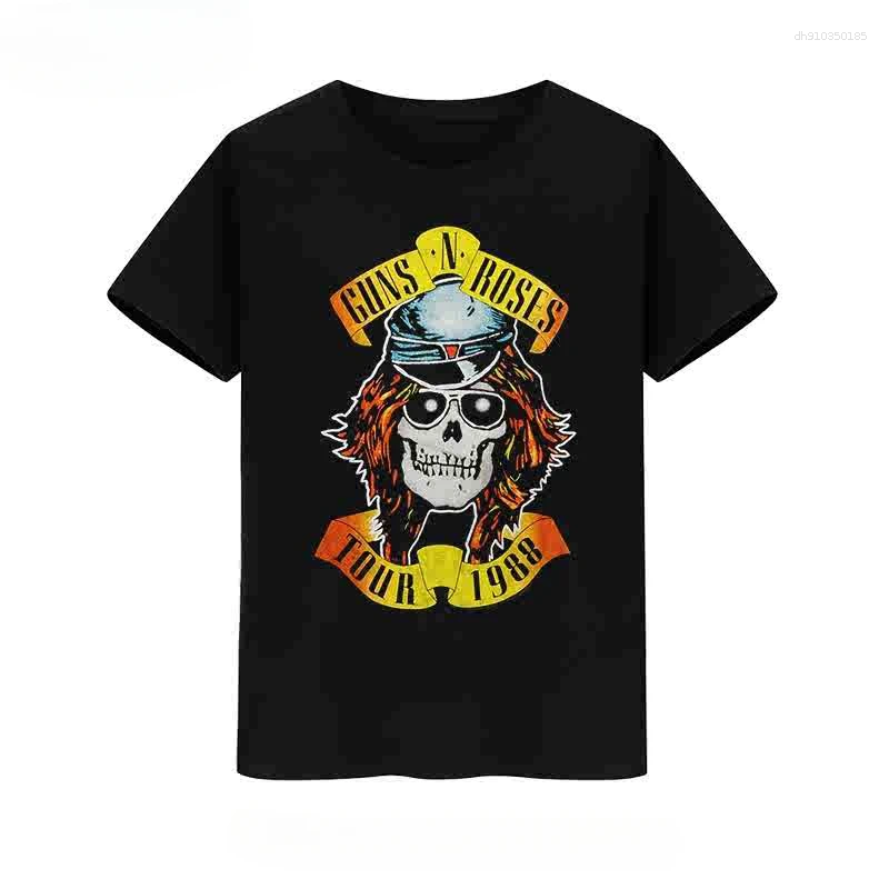 Mens T Shirts Summer Gun Rose Print Short Sleeve T-shirt Cotton Men Women European And American Fashion Brand Half Graphic