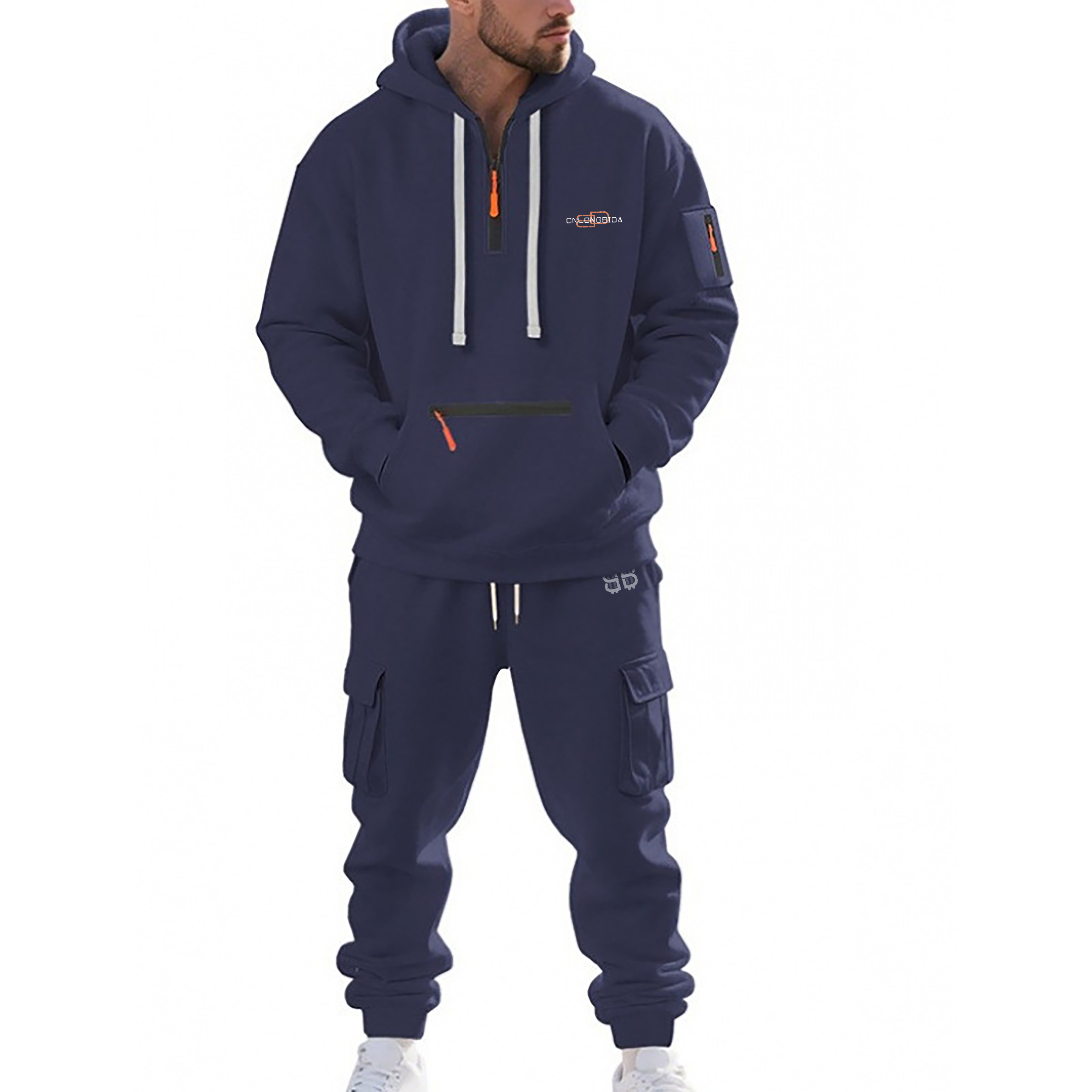 Designer Men's Tracksuits Outdoor Trendy Guys hooded Half-zip With Multiple Pockets Selling Sporty Loose Casual Sportswear Set Fashionable Comfor