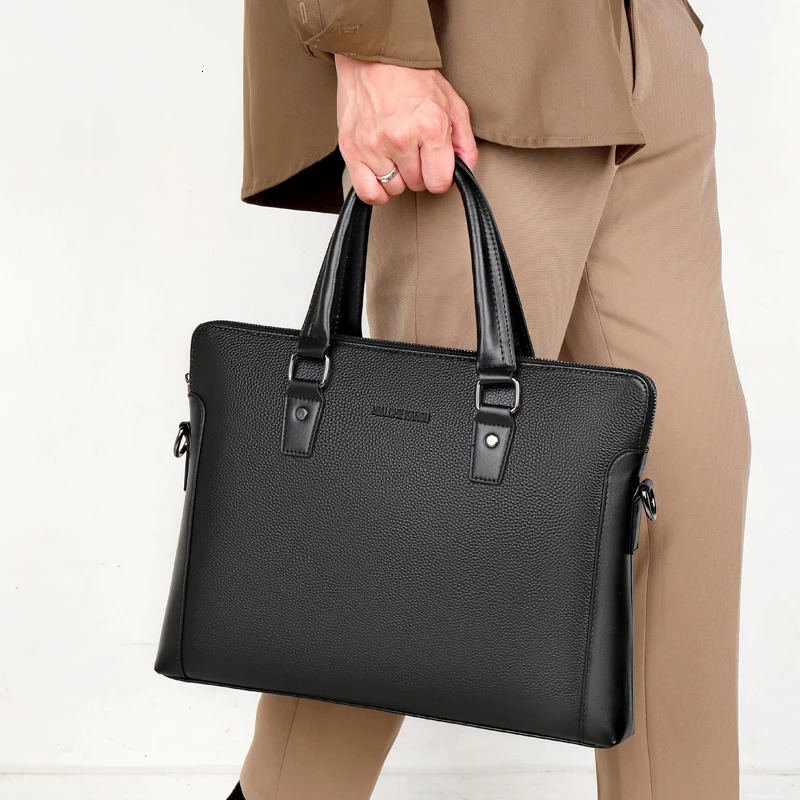 Cow Genuine Leather Business Mens Briefcase Male Briefcase Shoulder Bag Men Messenger Bag Solid Tote Computer Bag 251113