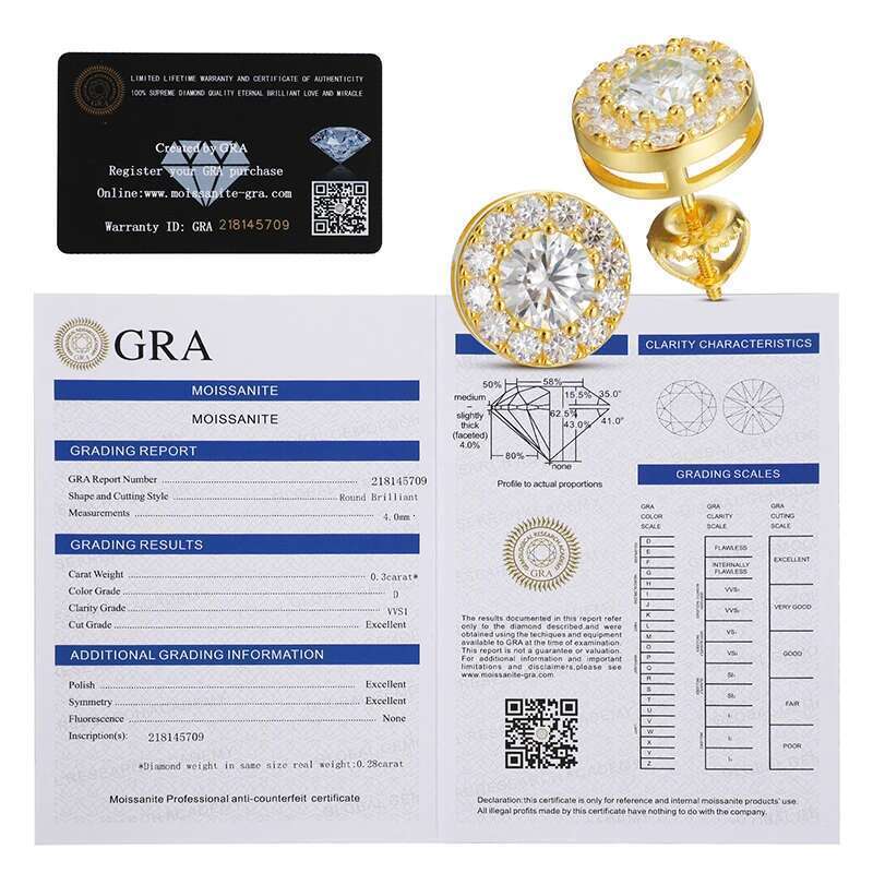 Sterg Sier Real Moissanite Stone Round Stud Earrings For Women Men Fashion Jewelry 2021 Pass Dia Test ICEOUTBOX