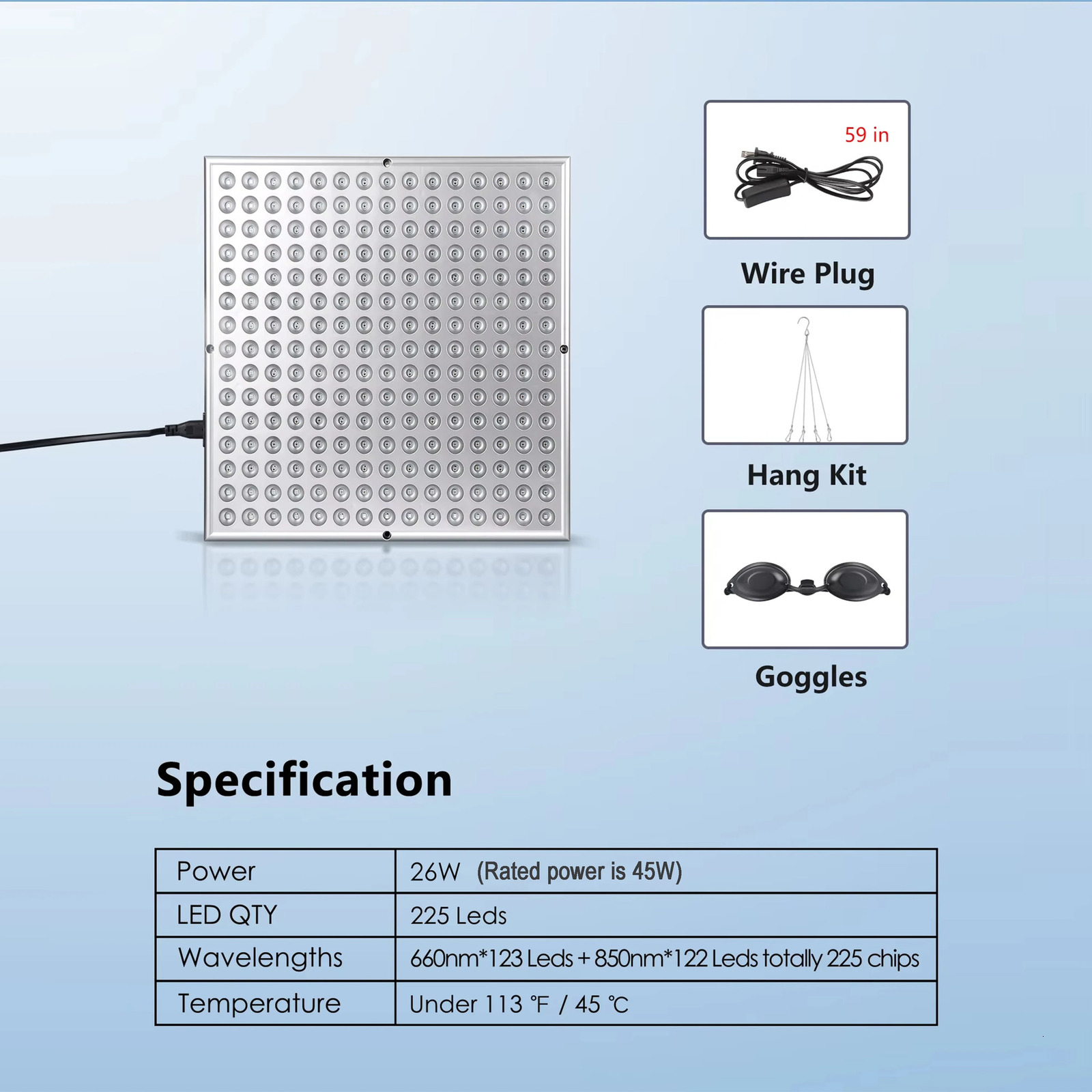 LED Red Light Panel Lamp for Facial Aging Skin Care Beauty 225 LED Light Body Pain Relief Physical Tools 251112