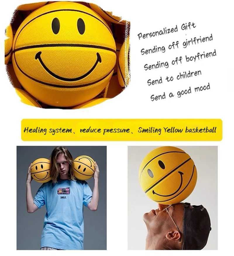 Youth Children 4-7 Professional Sports Basketball Smile Patterns Indoor Outdoor Training Competition Basketballs Birthday GiftW251115
