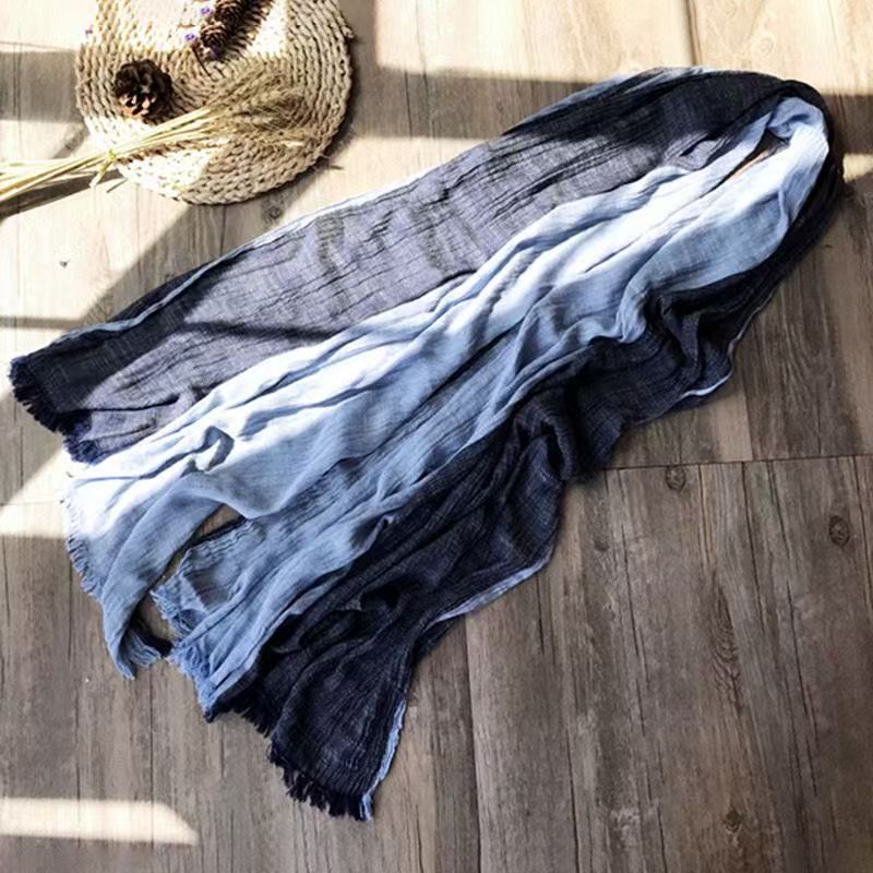 T479 new fashion cotton and linen color matching silk scarf for women Japanese and Korean style solid color forest series niche commuter temperament s