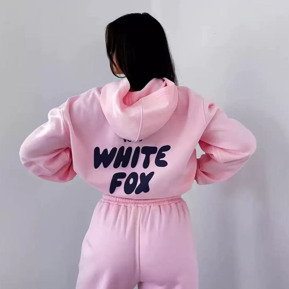 Designer White Foxset Hoodie Ze Foam Print Casual Sweatpants