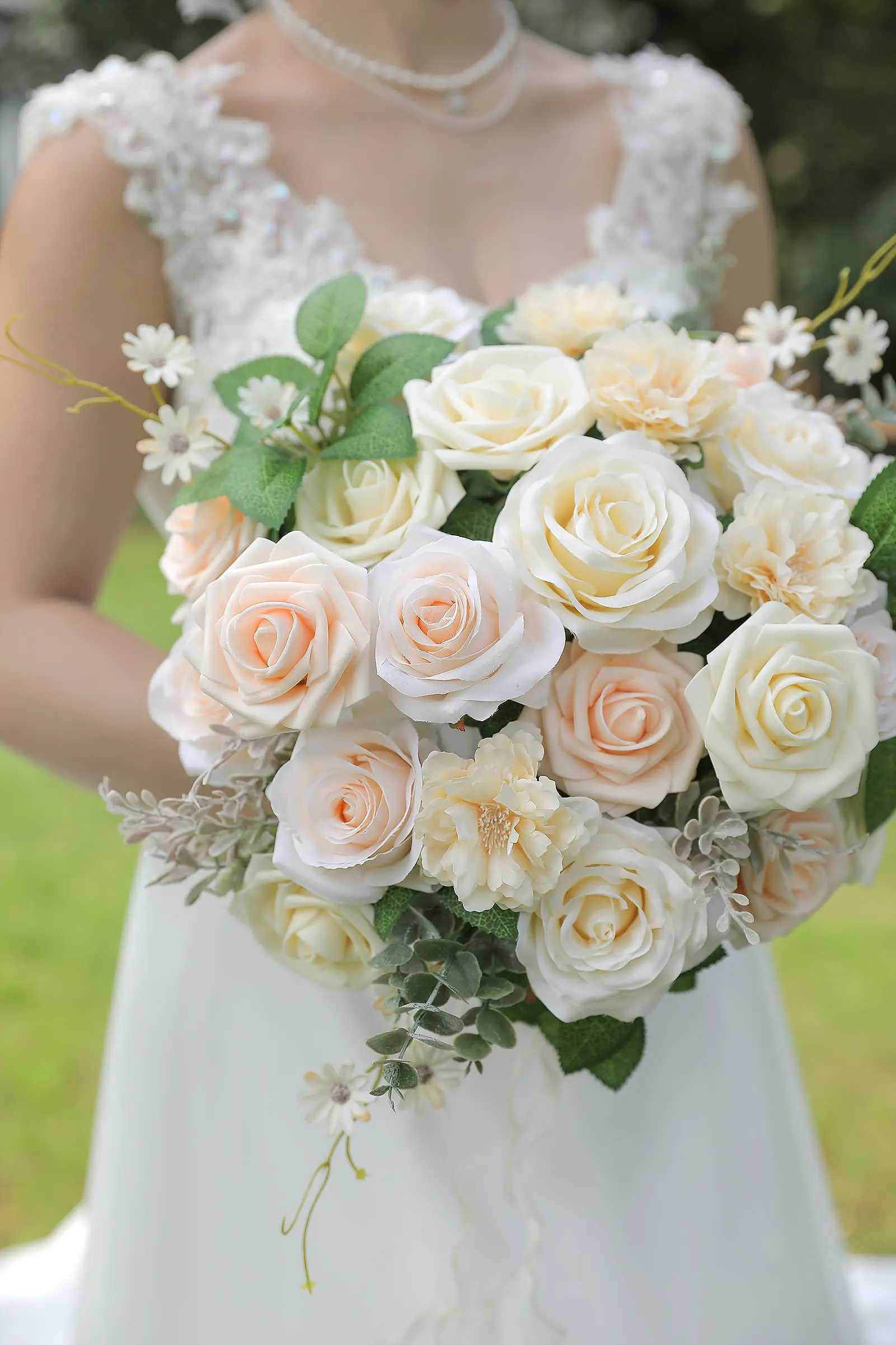 Artificial foam and silk flower box set artificial flowers with stems DIY wedding bouquet central pieces party home decorationXJ250416