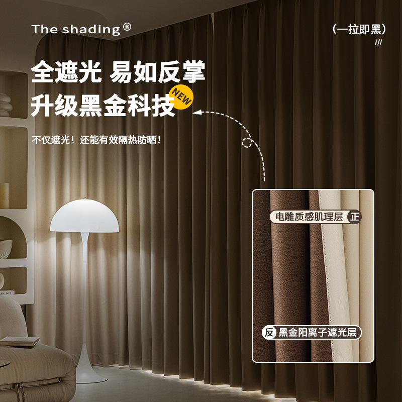 A956 medieval curtains retro French high-end 2025 new blackout chenille living room bedroom yarn-dyed jacquard fabric Curtain