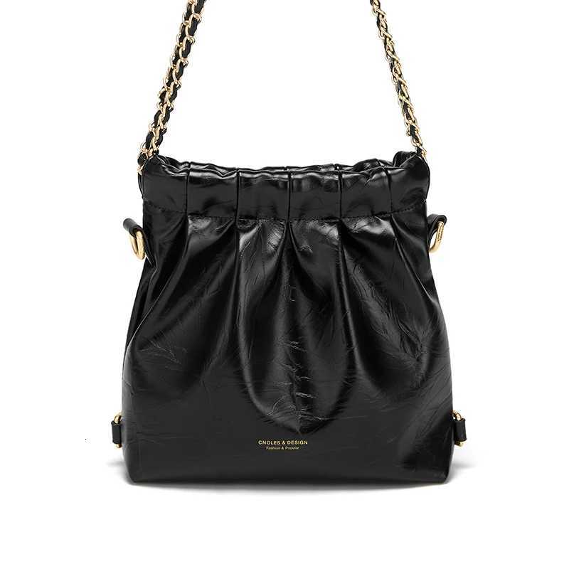 Cnoles Small Crossbody Bag for Women PU Leather Shoulder Bag with Gold-Tone Chain Strap Office Bucket BagW251115