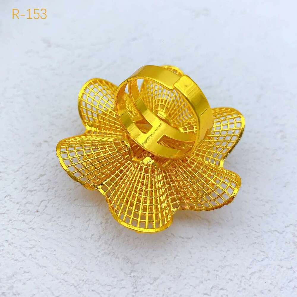 ANIID Ethia Dubai wer Gold Color Big Arab Rings Resizable For Women Wedding Jewelry African Party Gift Nigerian Jewellery