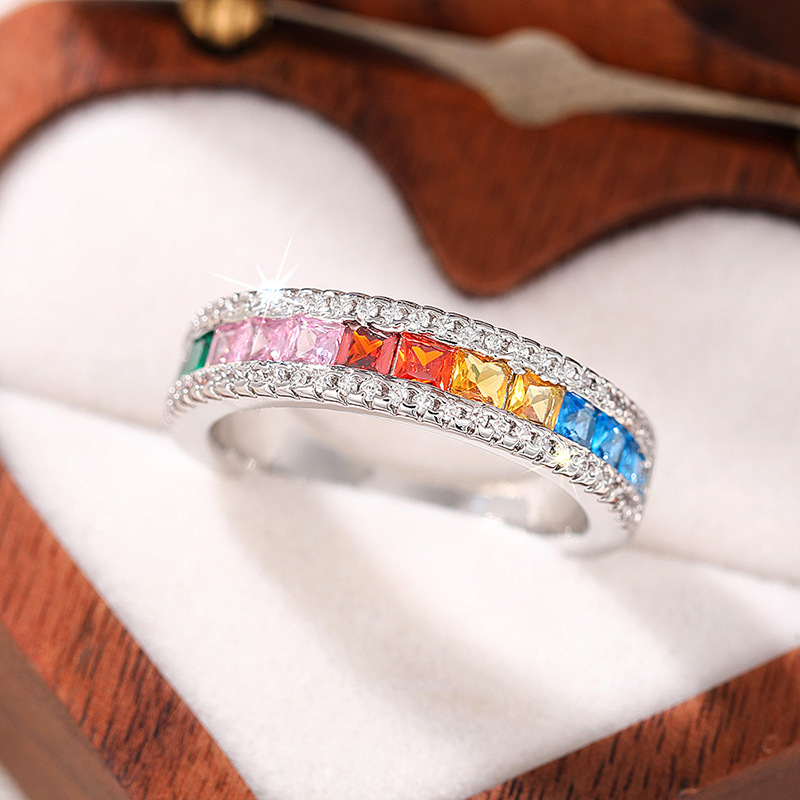 Choucong Wedding Rings Luxury Jewelry 10KT White Gold Fill Princess Cut Multi Color 5A Zircon CZ Diamond Gemstones Party Women Engagement Band Ring Gi