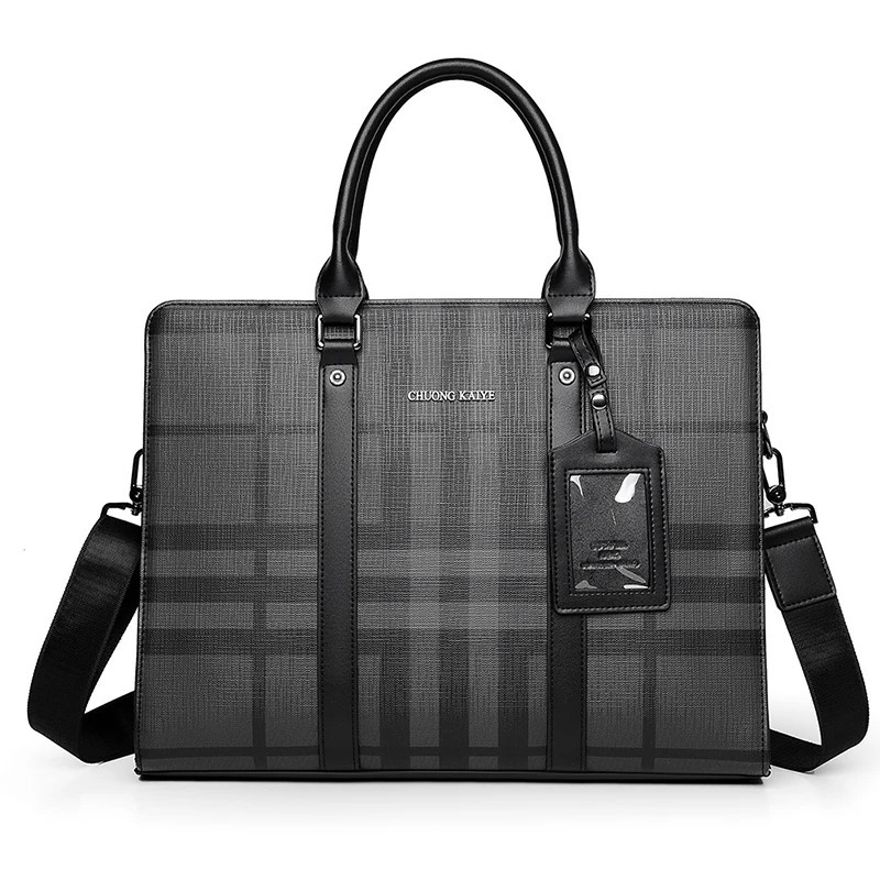 Mens Briefcases PVC Large Capacity Executive er Business 14 inch Laptop File Portfolio Office Shoulder Messenger A4 Bag 251113