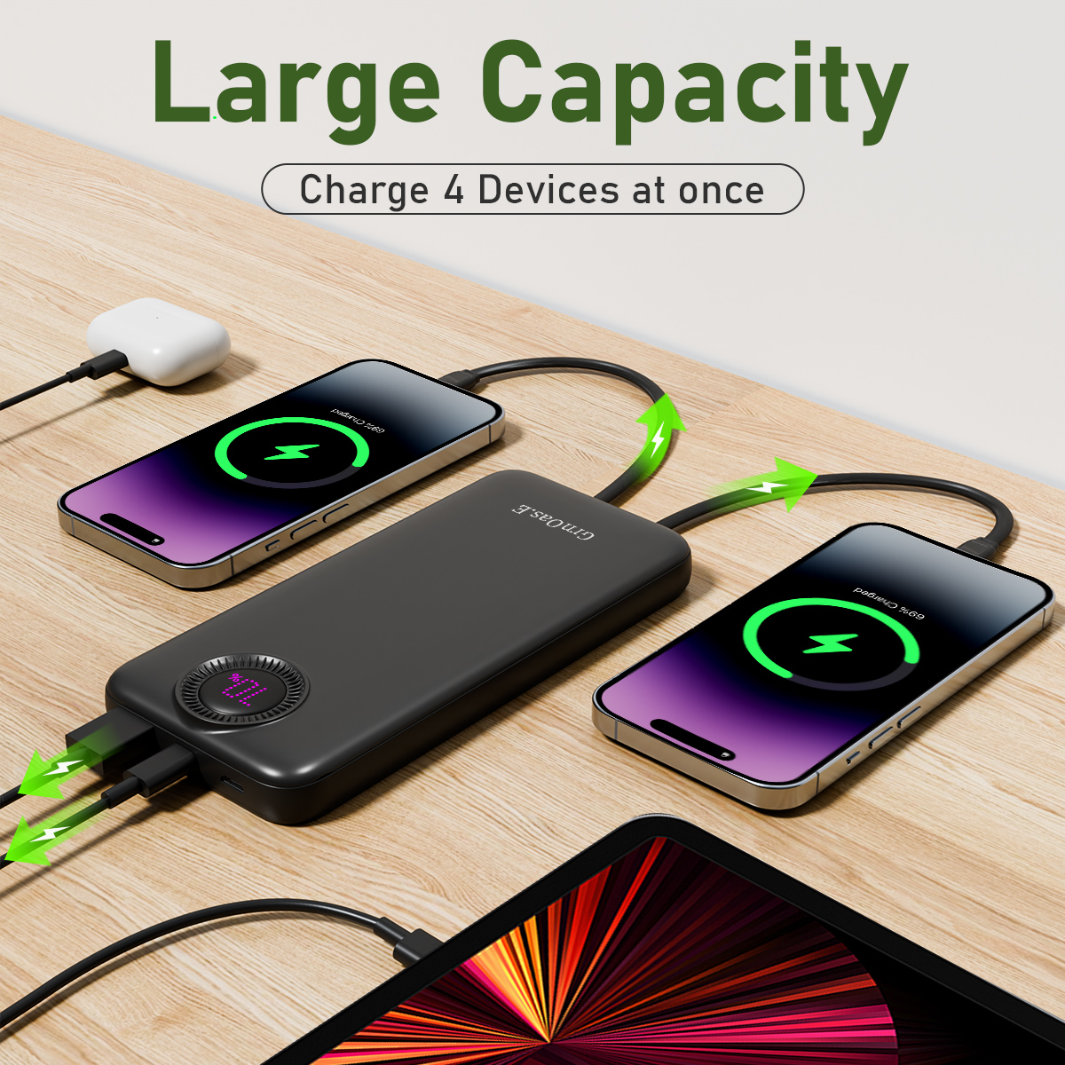 Portable Charger,10000 mAh Power Bank Travel Charger with USB-C(Input&Output),2.4A Fast Charging External Battery Pack Phone Charger Compatibl,White a