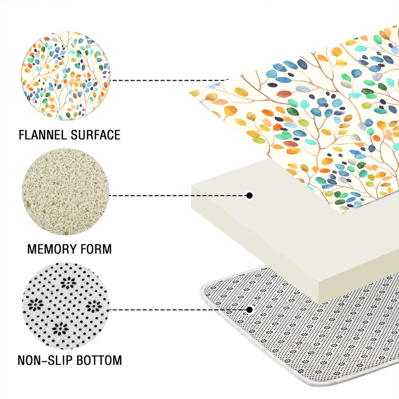 YL-37715 Hot Selling Shower Curtain 4-Piece Set, Green Plant Series, Waterproof and Mildew-Proof Shower Curtain, No Drilling Required