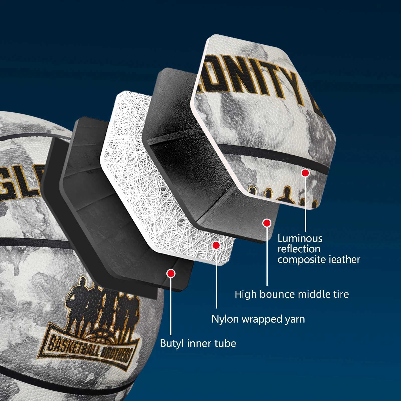 Luminous Green Basketball For Boy GirlStandard Size 567 Soft Pu Composite Leather Outdoor Street Glowing Ball Night Use GameW251115