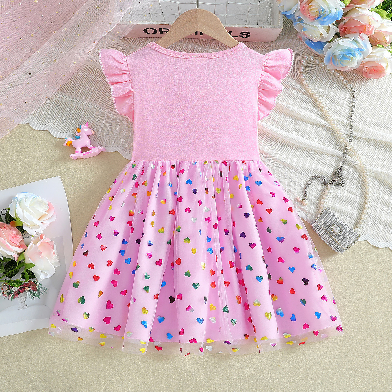 DISNEY kids designer clothes dress short-sleeved unicorn printed mesh baby clothes kids clothes baby girl dress