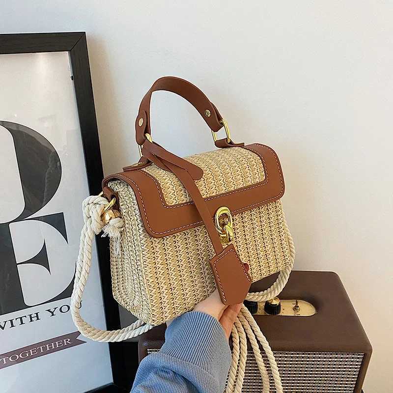 Beach Straw Crossbody Bag For Women 2024 New Designer Boho Summer Bag Pu Leather Handbag And Purse Travel Cross Body Phone BagC250415