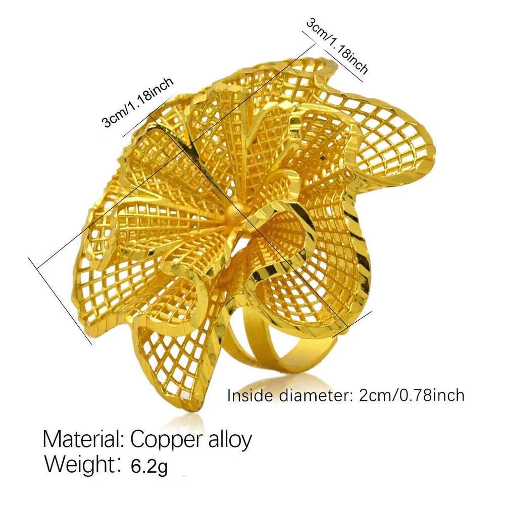 ANIID Ethia Dubai wer Gold Color Big Arab Rings Resizable For Women Wedding Jewelry African Party Gift Nigerian Jewellery