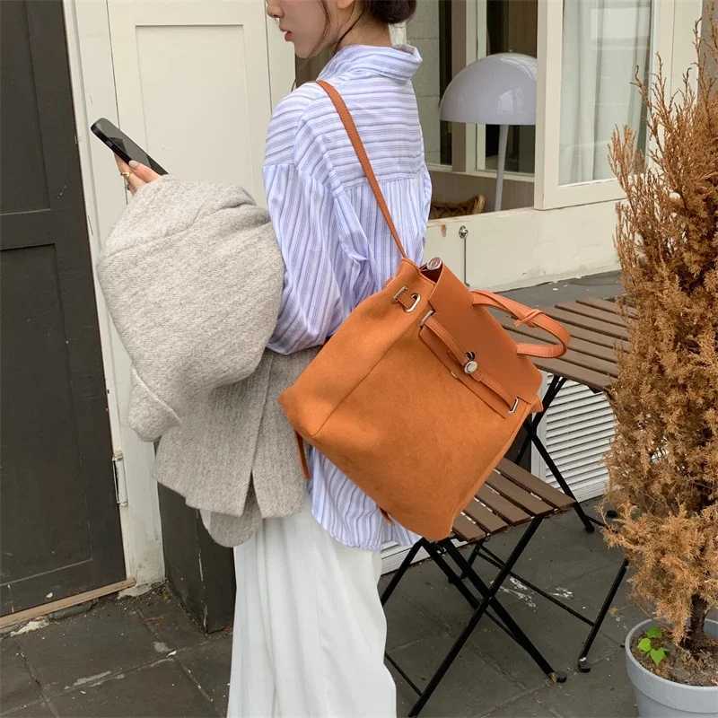 2024 Women Vintage Students Casual Travel Shoulder Handbags Solid Frosted Fashion All Match Backpacks New Preppy Y2k SchoolbagsW251115