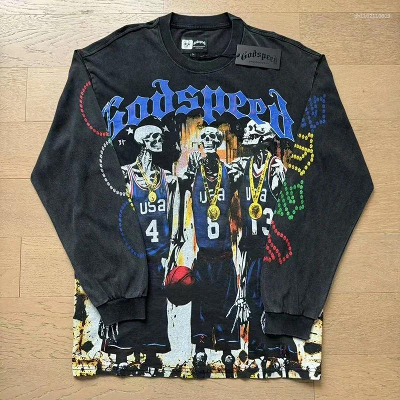 Men's Hoodies Long Sleeve Multi Versions God Speed T-shirt Men Women Black Blue Apricot T Shirt Classic Streetwear Godspeed Clothes Tops