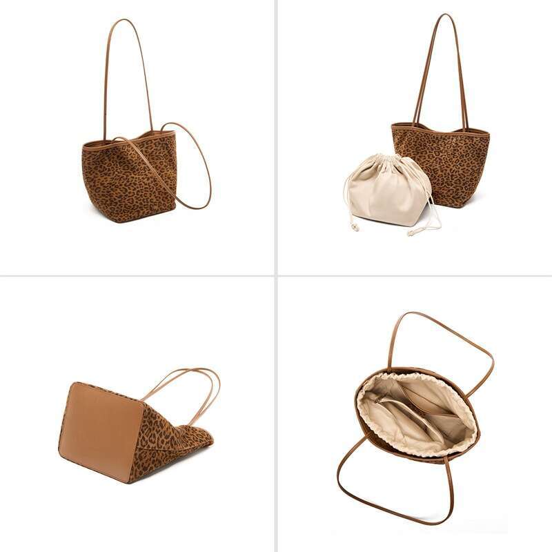 Luxury Bag Designer Korean Niche Women S Fashion New Single Shoulder Leopard Print Commuting High End Feel Underarm Tote Bag