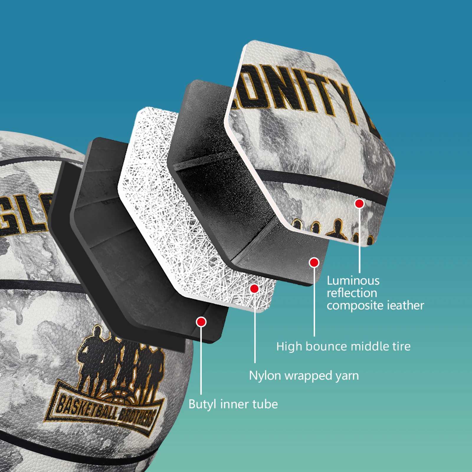 Glowing Green BasketBall For Men WomenOfficial Size 5/6/7 Soft Composite Leather InOutdoor Street Luminous Ball Night Use GameW251115