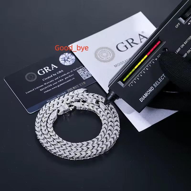 HipHop Jewelry 6mm 8mm 18K Gold Plated 925 Sterling Silver Cuban Chain Moissanite Diamond Iced Out Franco Necklace for Men