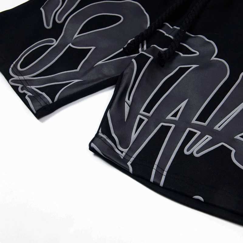 Sy Mens Shorts Street Hip Hop Printed Loose Casual Elastic Waist Sports Pants Z250416