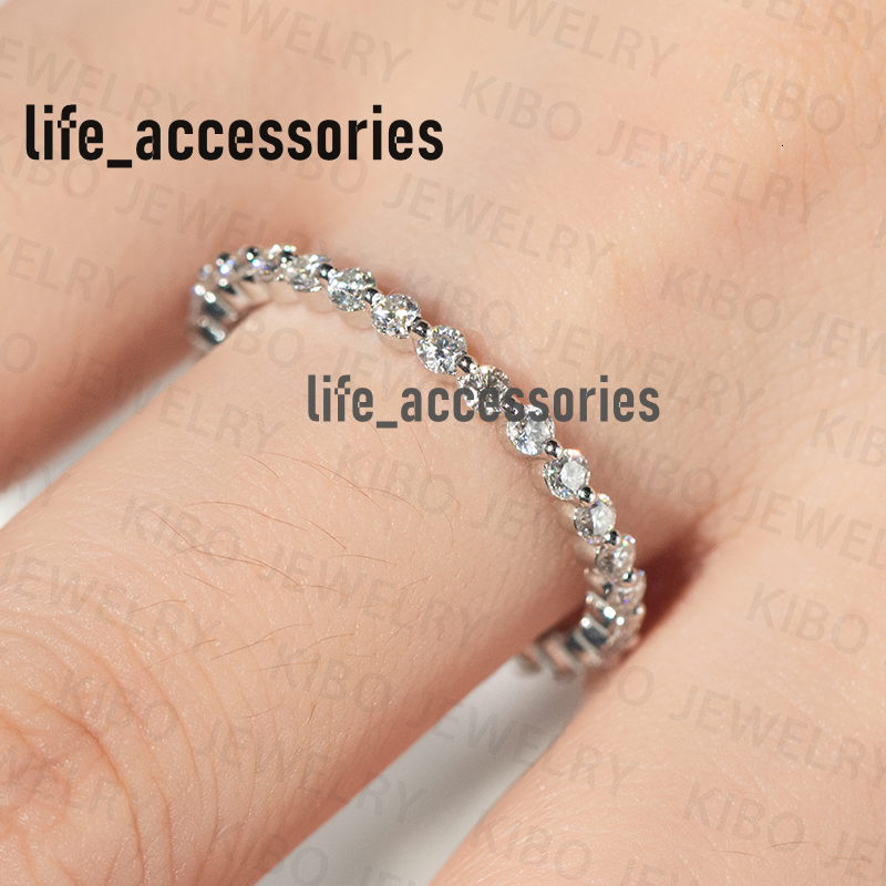 Wholesale 2024 Band Moissanite Diamond Silver 925 Ring 18K White / Rose Gold Planted Iced Out Wedding Rings Womens Jewelry