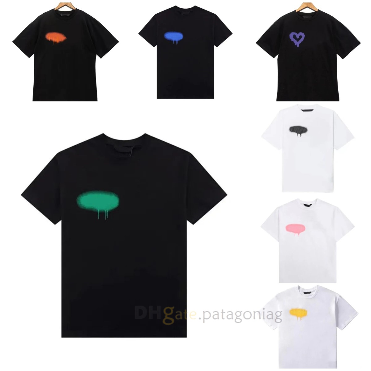 Mens designer t shirt clothes designer women t shirts Fashion spray paint graffiti couple short sleeves Shorts loose brand Crew Neck Letter shirt