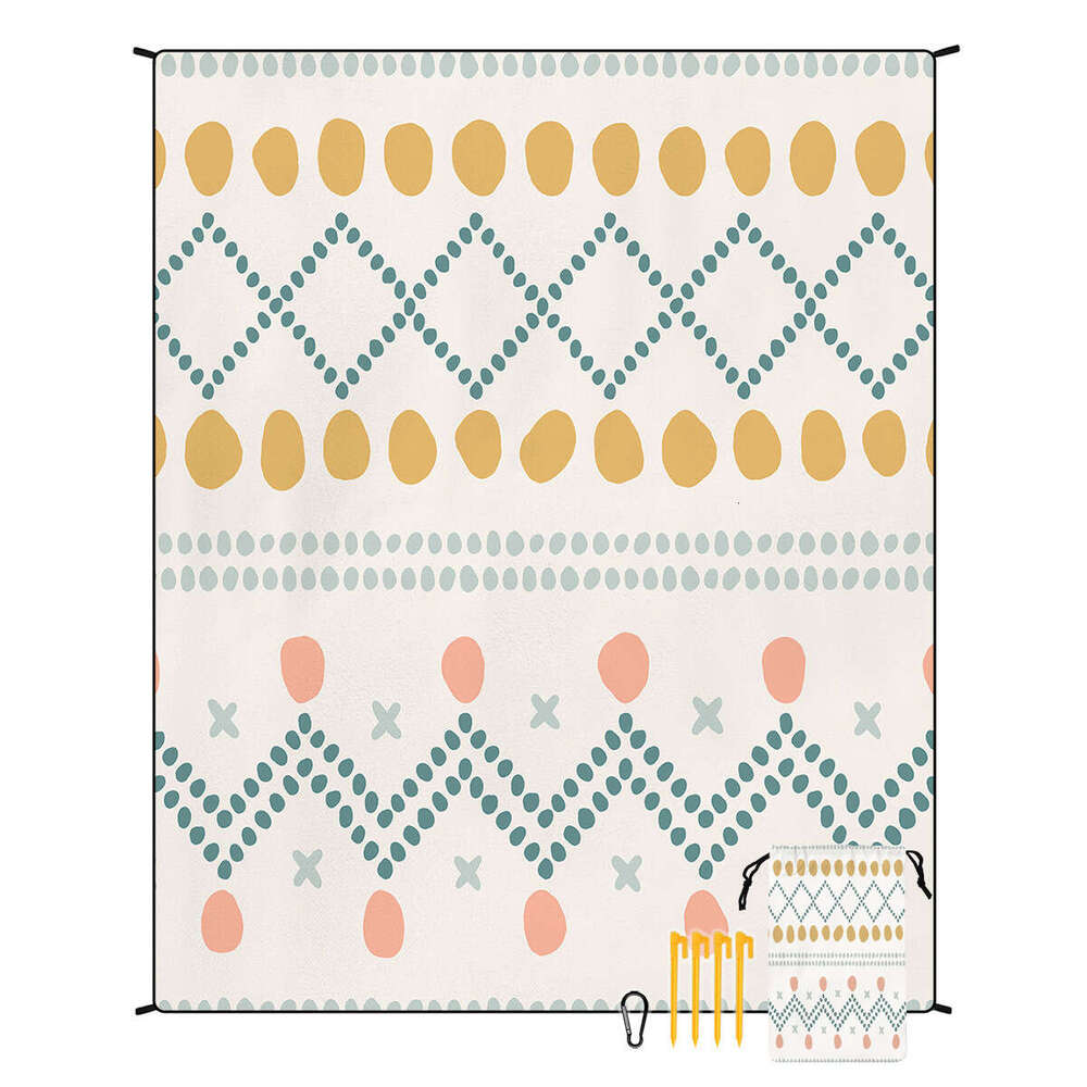 Printed minimalist beach non sand waterproof portable or mat, picnic cloth