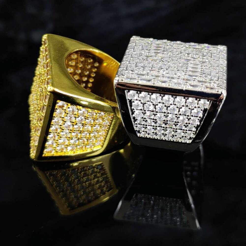DHcollections Diamond Studded Men's Exaggerated Personality, Generous Block, Cool Ring, Hip-hop Trendy Bracelet