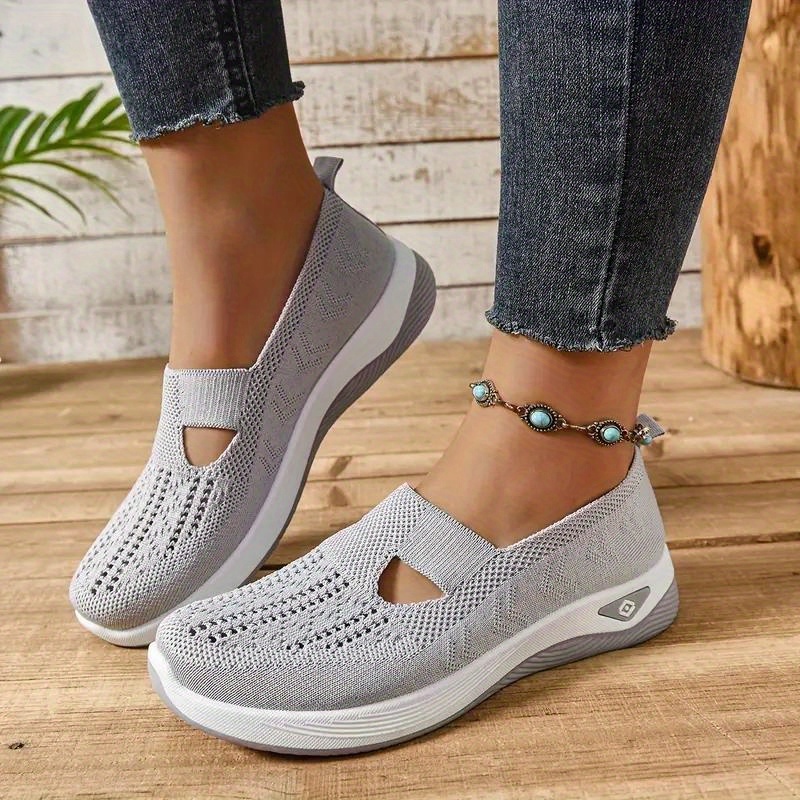 Breathable Lightweight HollowOut Slip-On Sneakers for Women Plus Size Casual Shoes with Embroidery Detail AllSeason