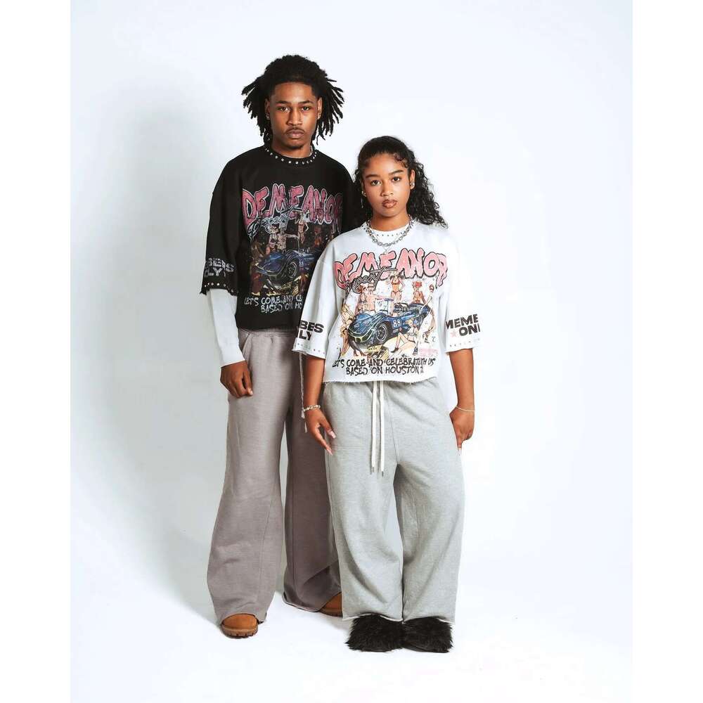 Womens Haruku Klein Stone Embroidery Crop Tees Y2k Gothic Graphic Men Hip Hop Print Long Sleeves T Shirts Cotton Loose Tops