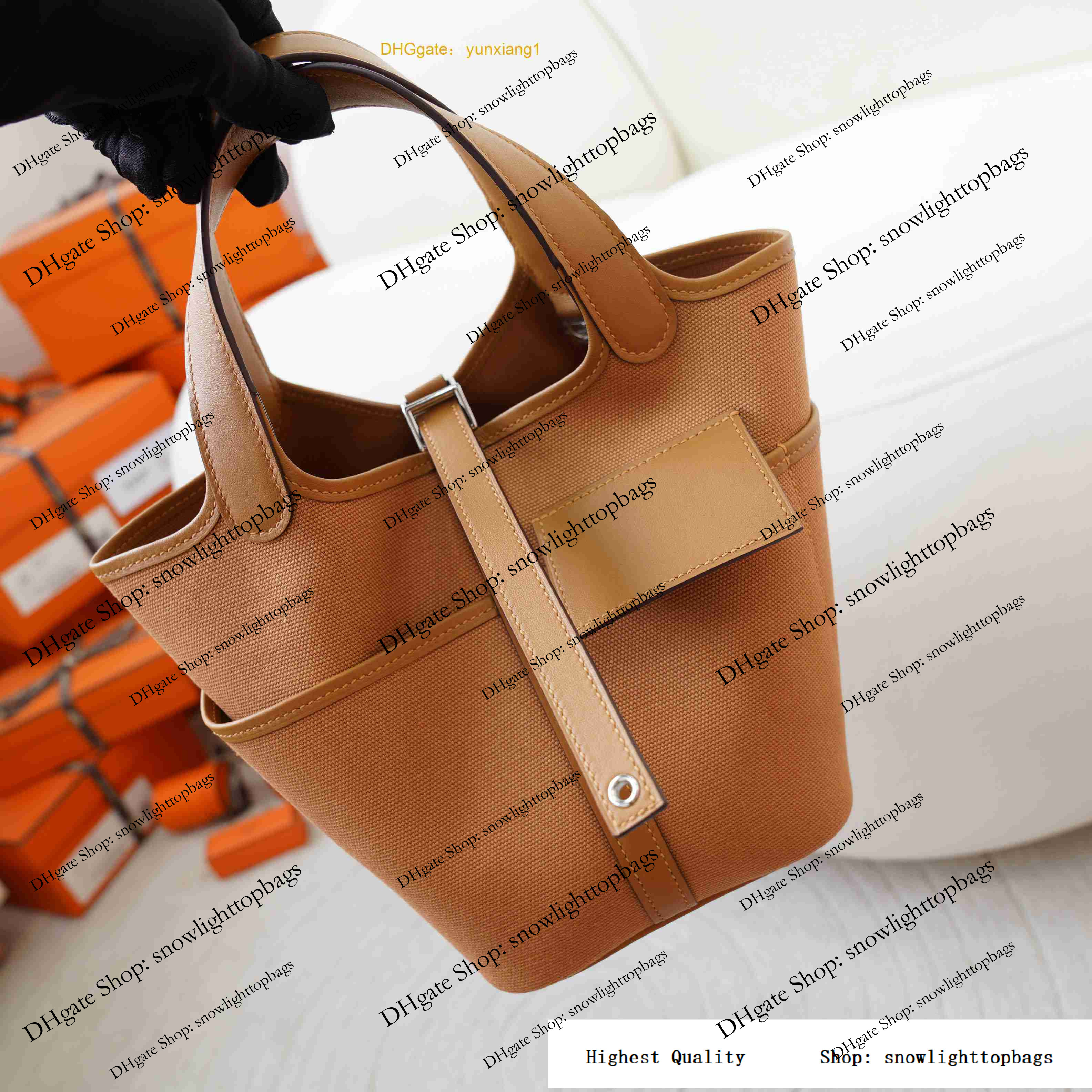 Luxury Designer Bag Cargos Sesame Colored Vegetable Basket Bucket Bag Sixmode Uncle Hand Sewn Wax Thread Canvas