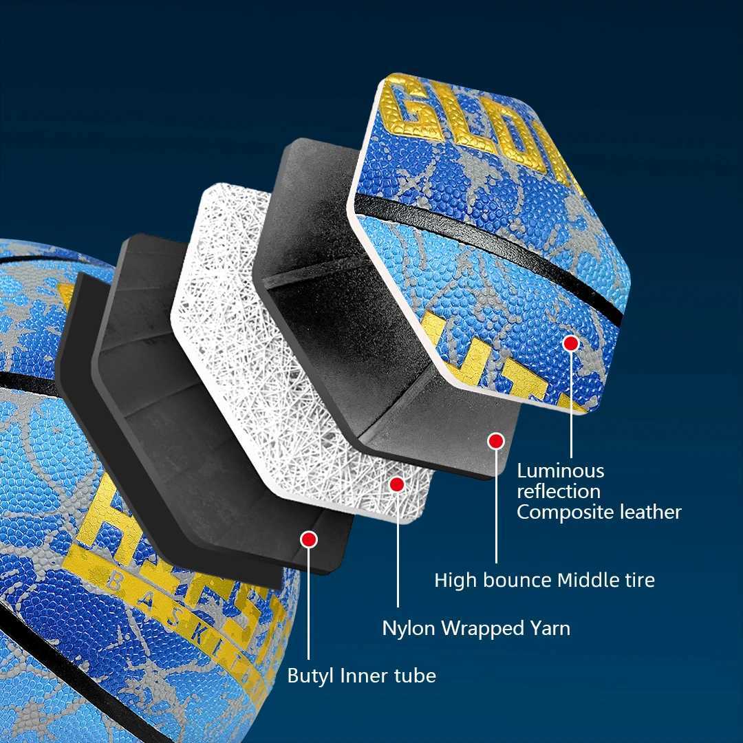 Night Use Glowing Basketball Size 7 Outdoor Indoor Street Luminous Ball Wear-Resistant PU Soft Leather Noctilucent Balls WhiteW251115