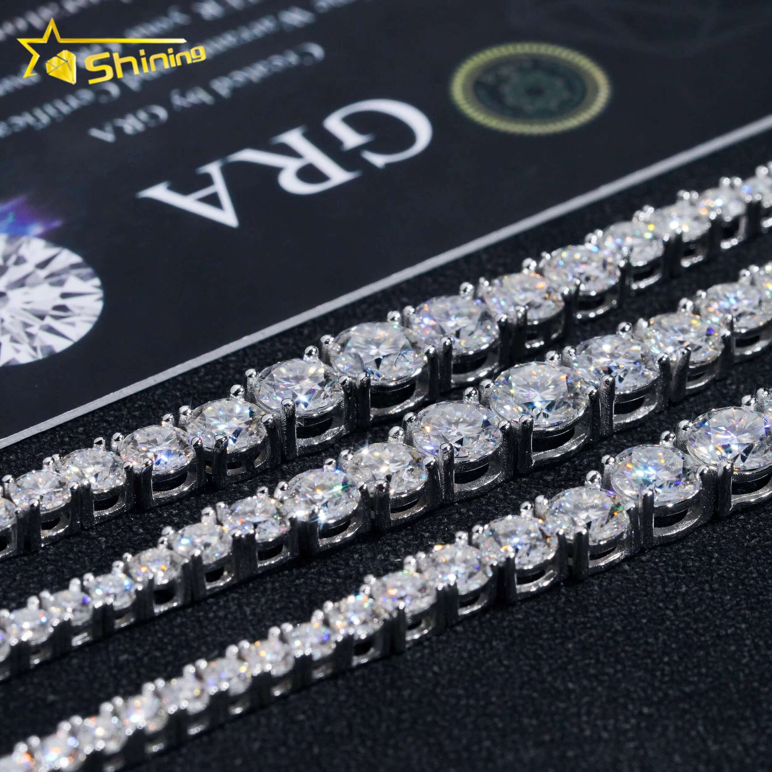 New Arrivals Fashion GRA Certificate Various Size Moissanite Diamond 925 Silver Tennis Chain Necklace Women