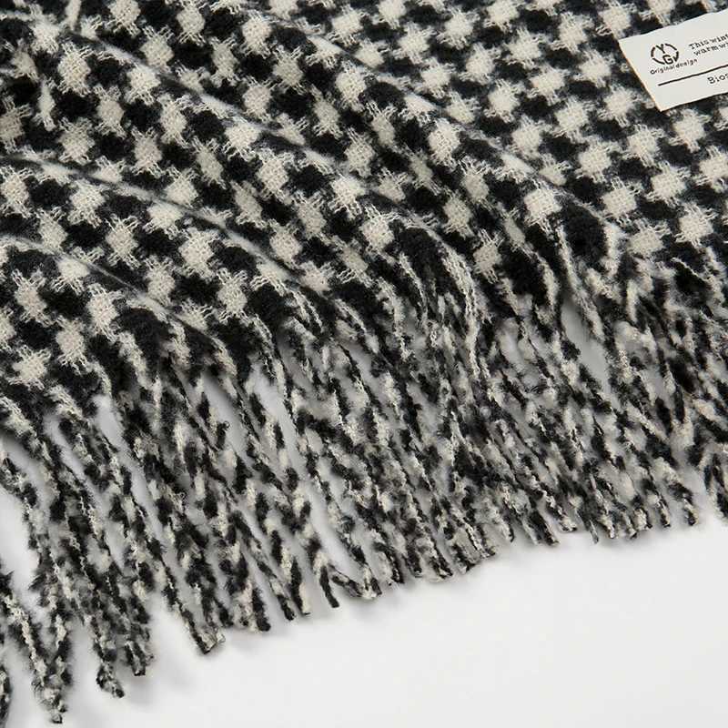 Luxury Houndstooth Imitation Cashmere Scarf Warm Neck Thickening Shawl Men Women Autumn Winter Popular Tassel Scarves Bufanda Blanket Y251115